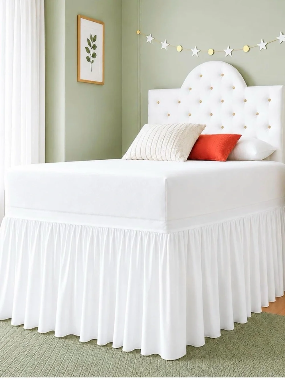 Cottingon Dorm Room Bed Skirt, 100% Microfiber, White, Twin XL-36 white Drop